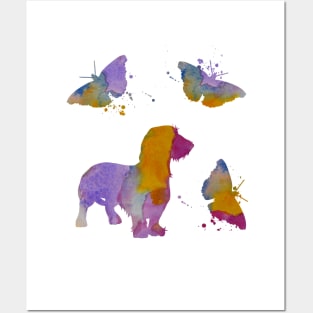 Wire Haired Dachshund Art With Butterflies, Butterfly Art Dogs Posters and Art